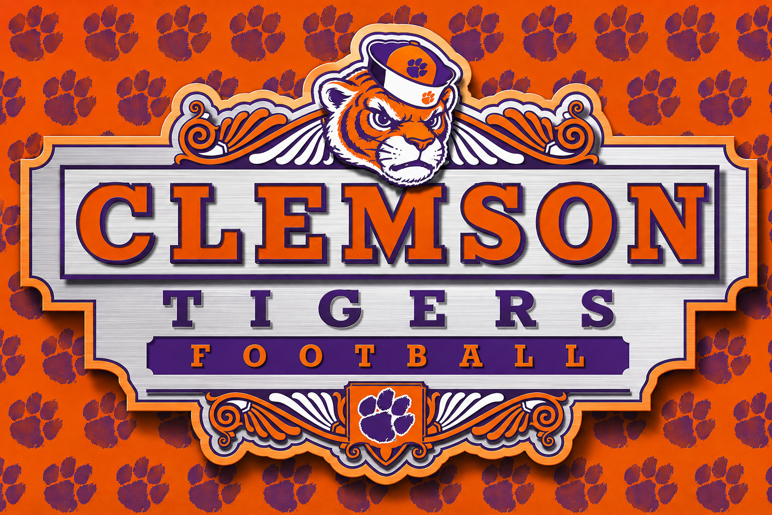 Clemson Tigers Football Tiger Paw Wall Art Design