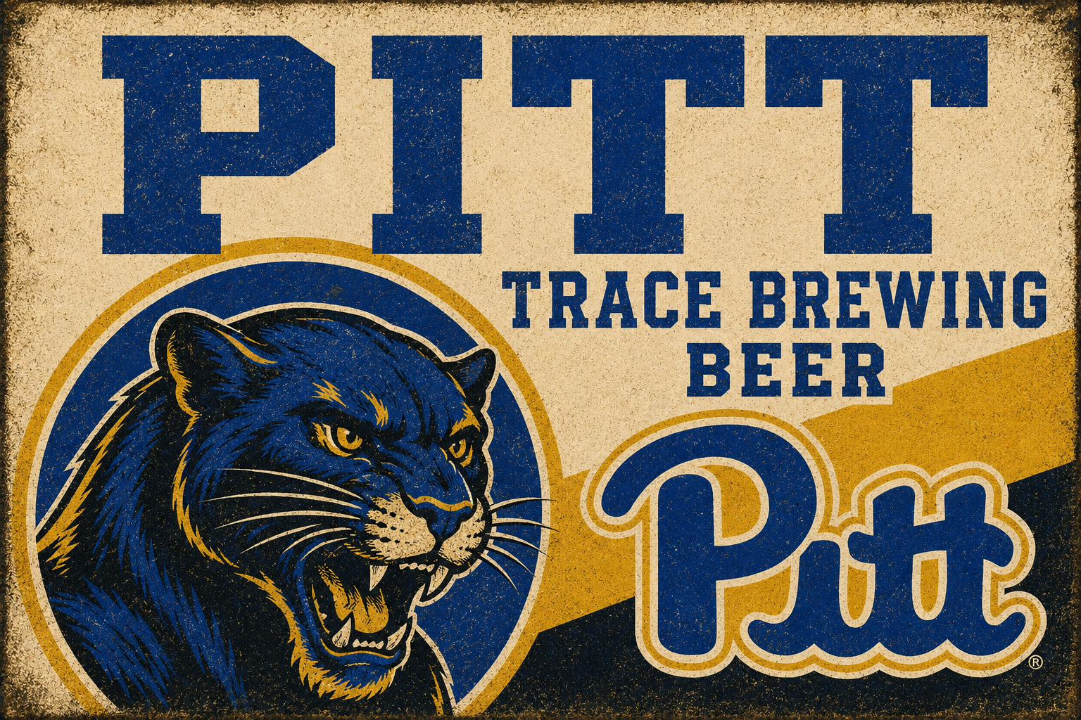 Pitt Panther Trace Brewing Beer Vintage-Style Wall Art