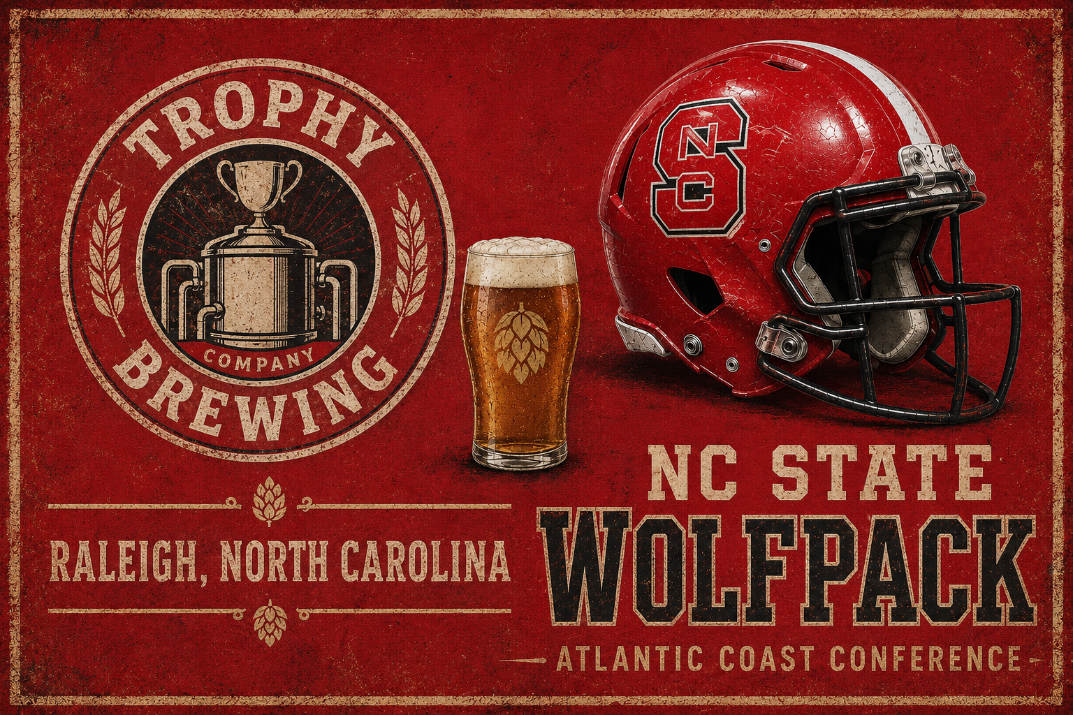 NC State Wolfpack Retro Brewery Football Wall Art