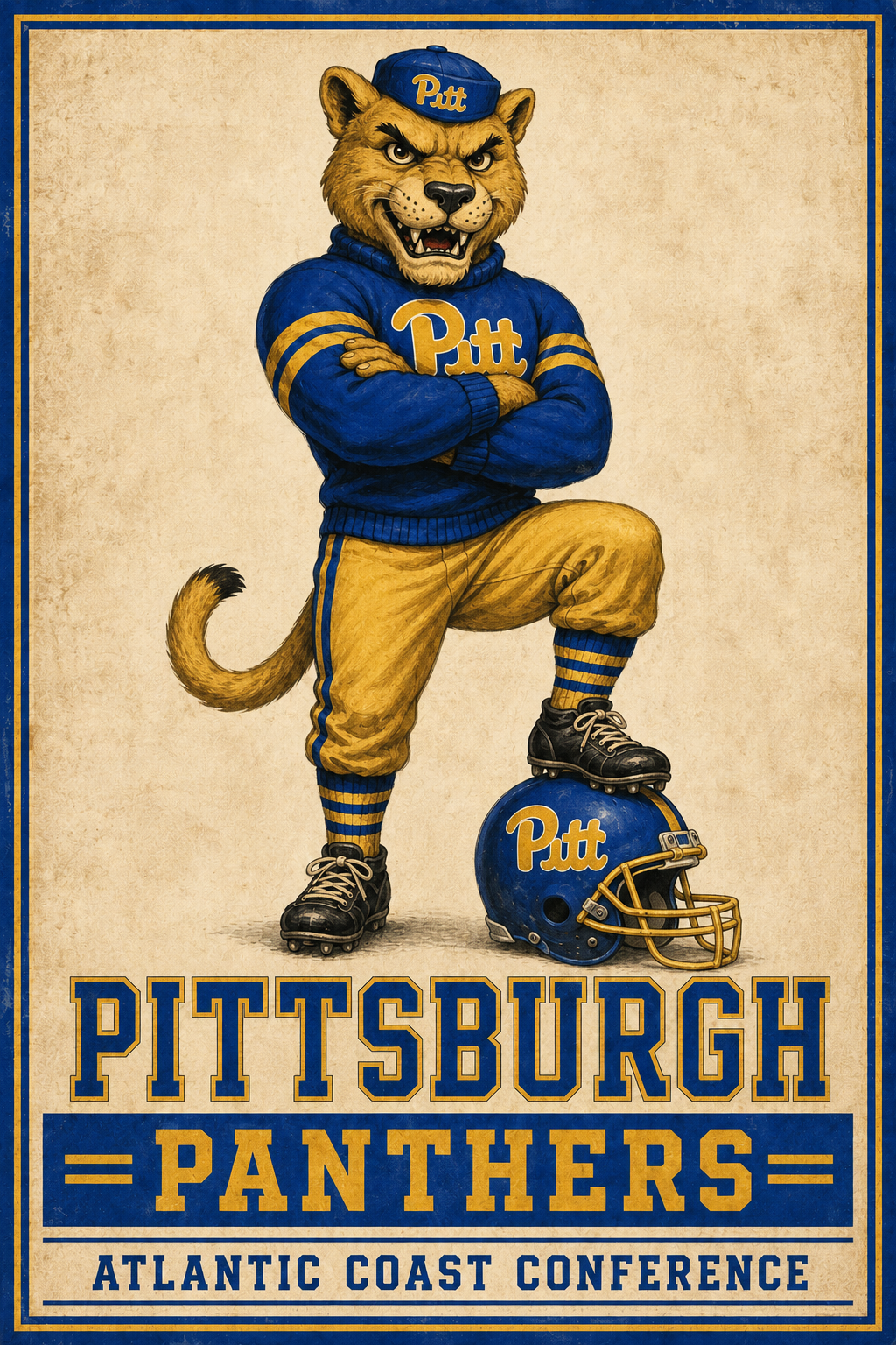 Pittsburgh Panthers Vintage-Inspired Football Wall Art