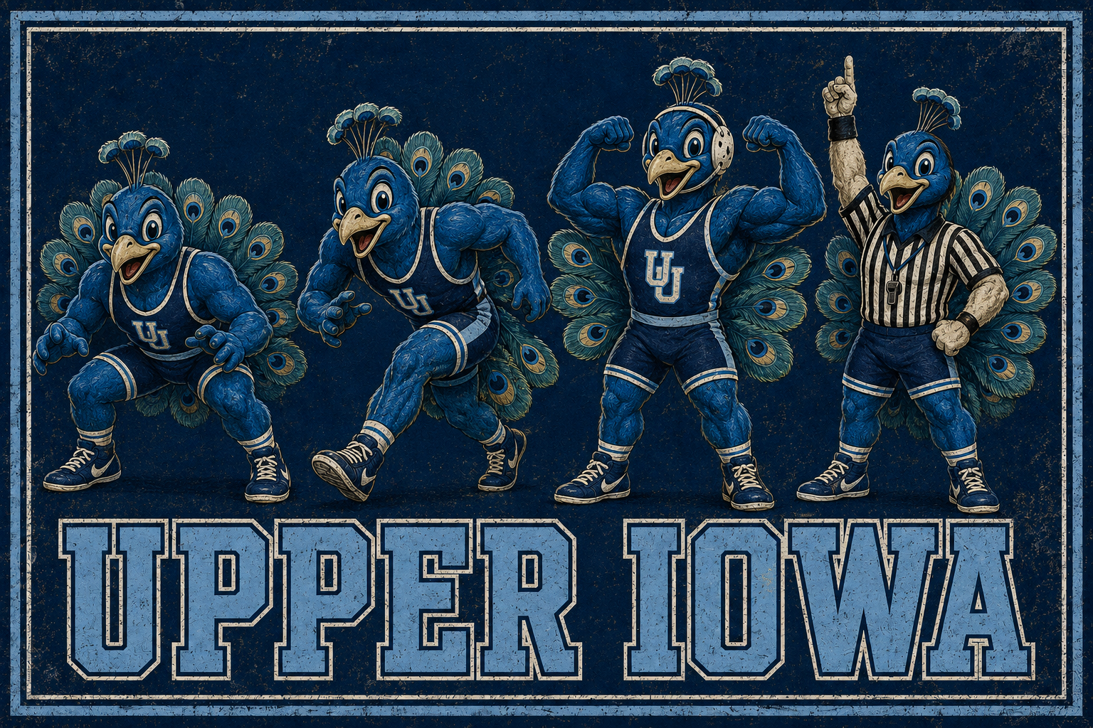 Upper Iowa Peacock Mascot Sports Wall Art