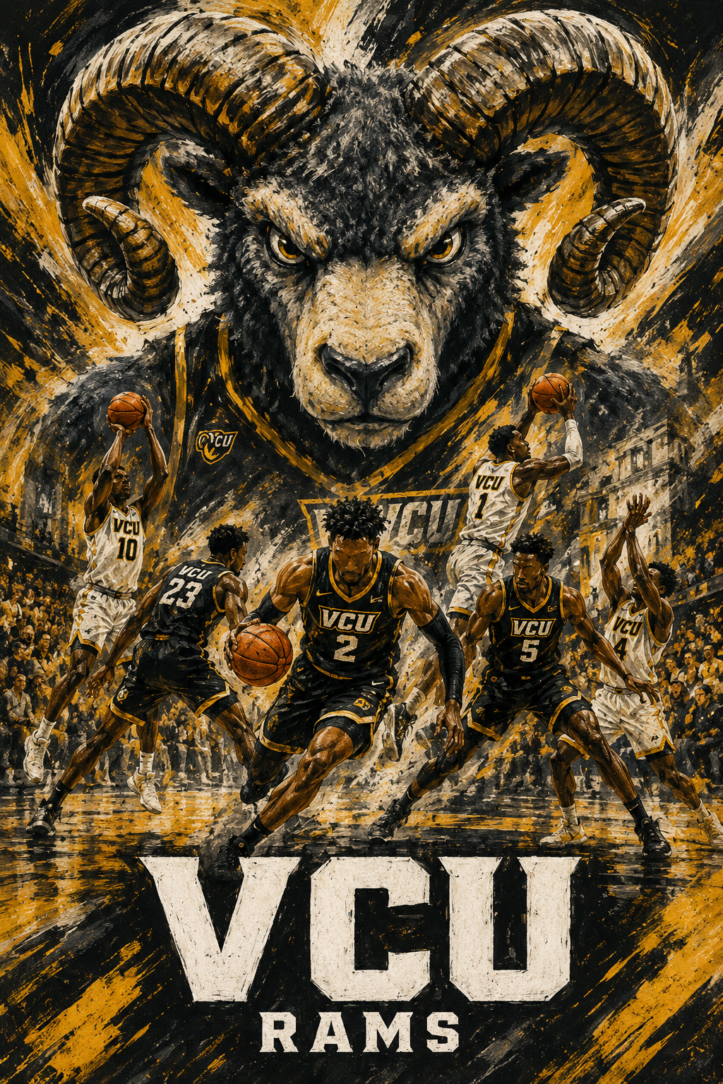 VCU Rams Basketball Ram Graphic Wall Art