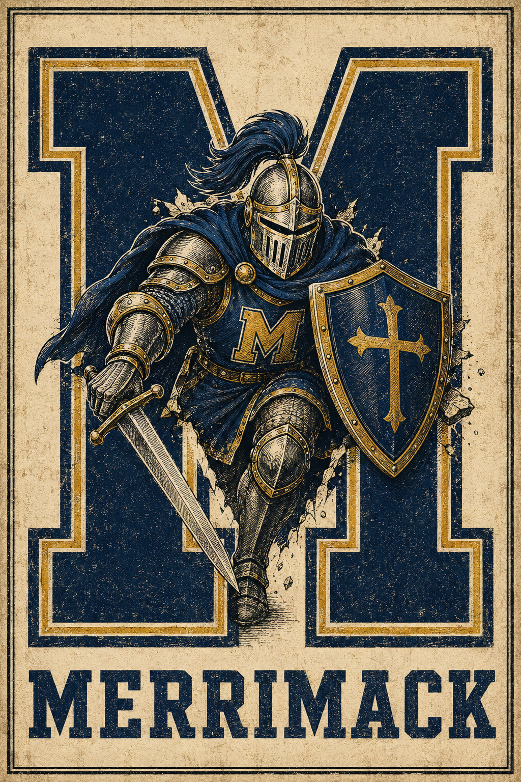Merrimack Knight Vintage-Style Wall Art Print