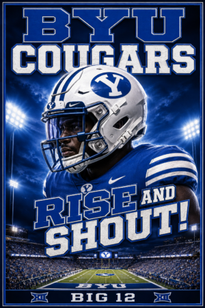 BYU Cougars Rise and Shout Football Wall Art