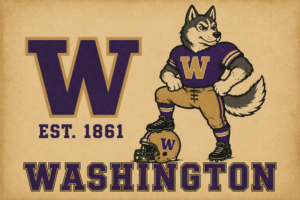 Washington Husky Mascot Vintage-Style Wall Art
