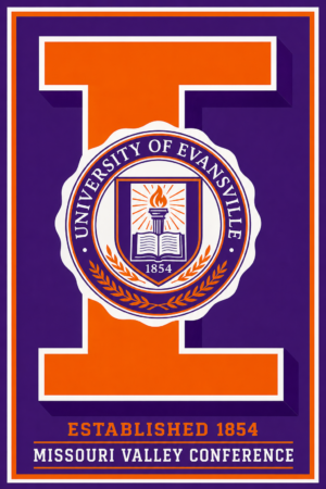 University of Evansville Purple and Orange Vintage-Style Wall Art