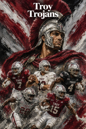 Troy Trojans Football Warrior and Player Poster Design