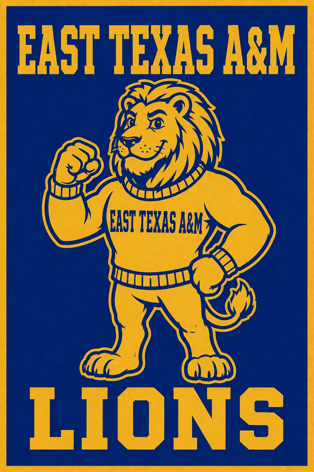 East Texas A&M Lions Blue and Gold Lion Wall Art