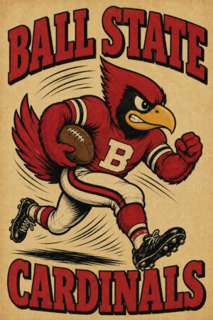Ball State Cardinals Retro Football Wall Art