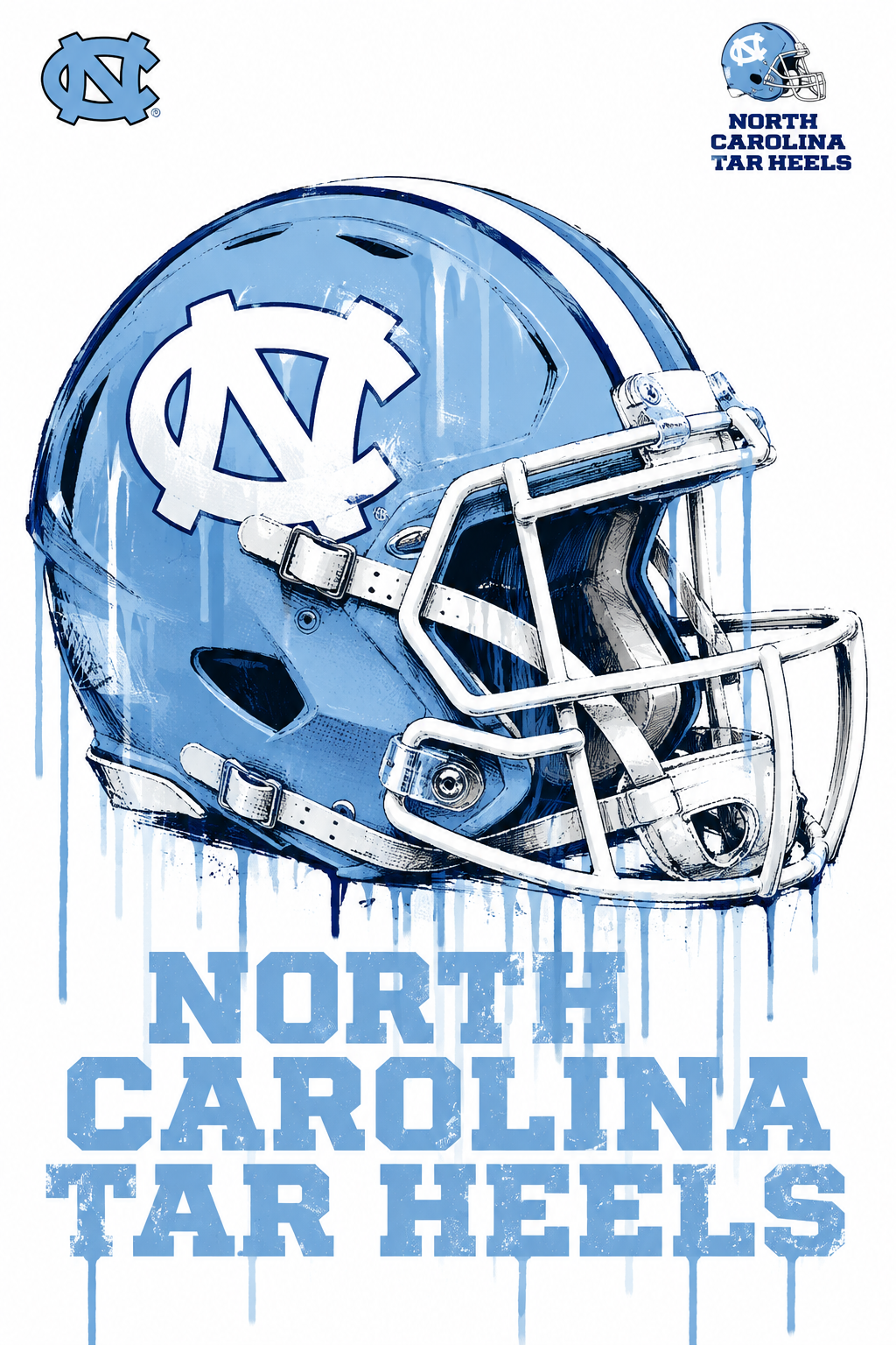 North Carolina Tar Heels Blue Football Helmet Wall Art