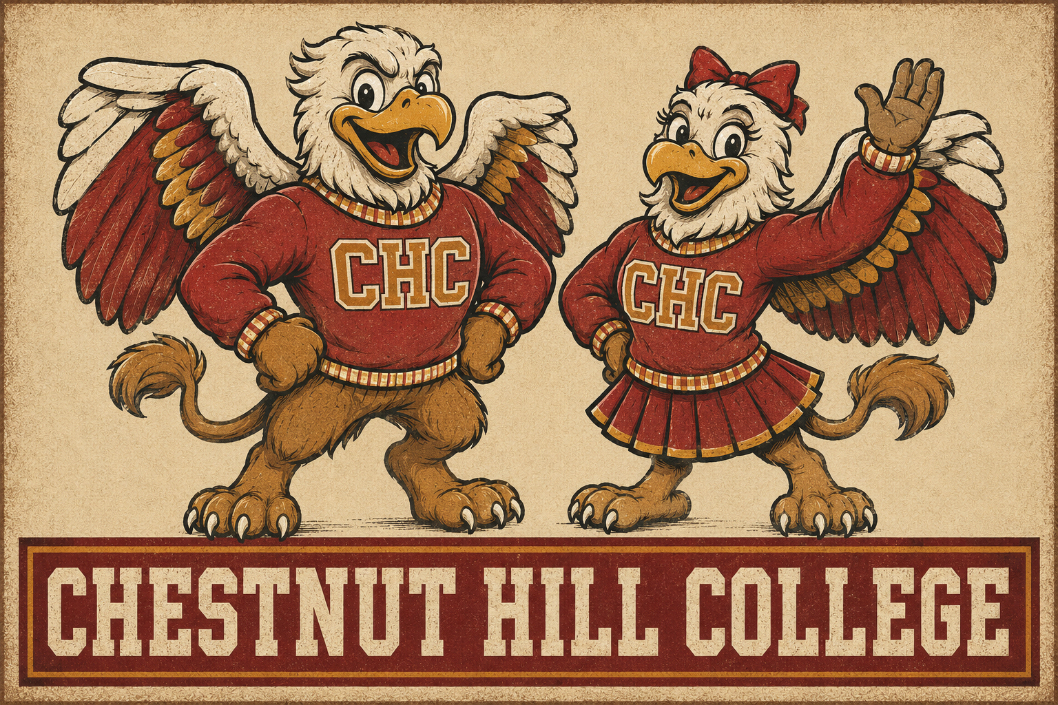 Chestnut Hill College Eagle Mascot Illustration Wall Art
