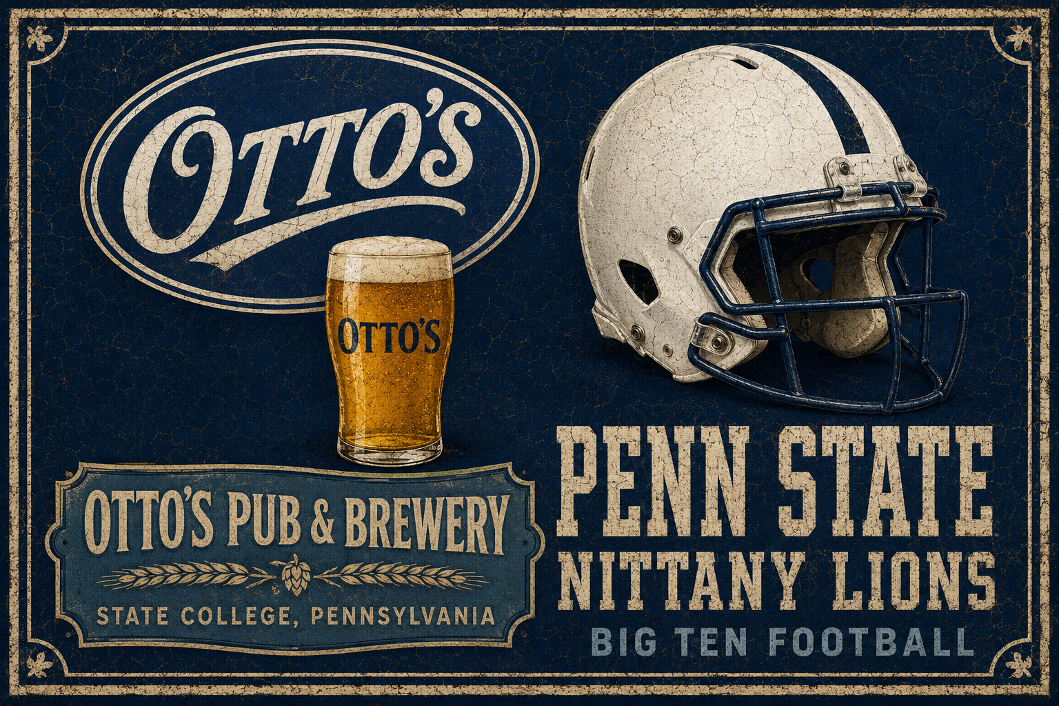 Otto’s Pub & Brewery Penn State Football Vintage-Style Wall Sign