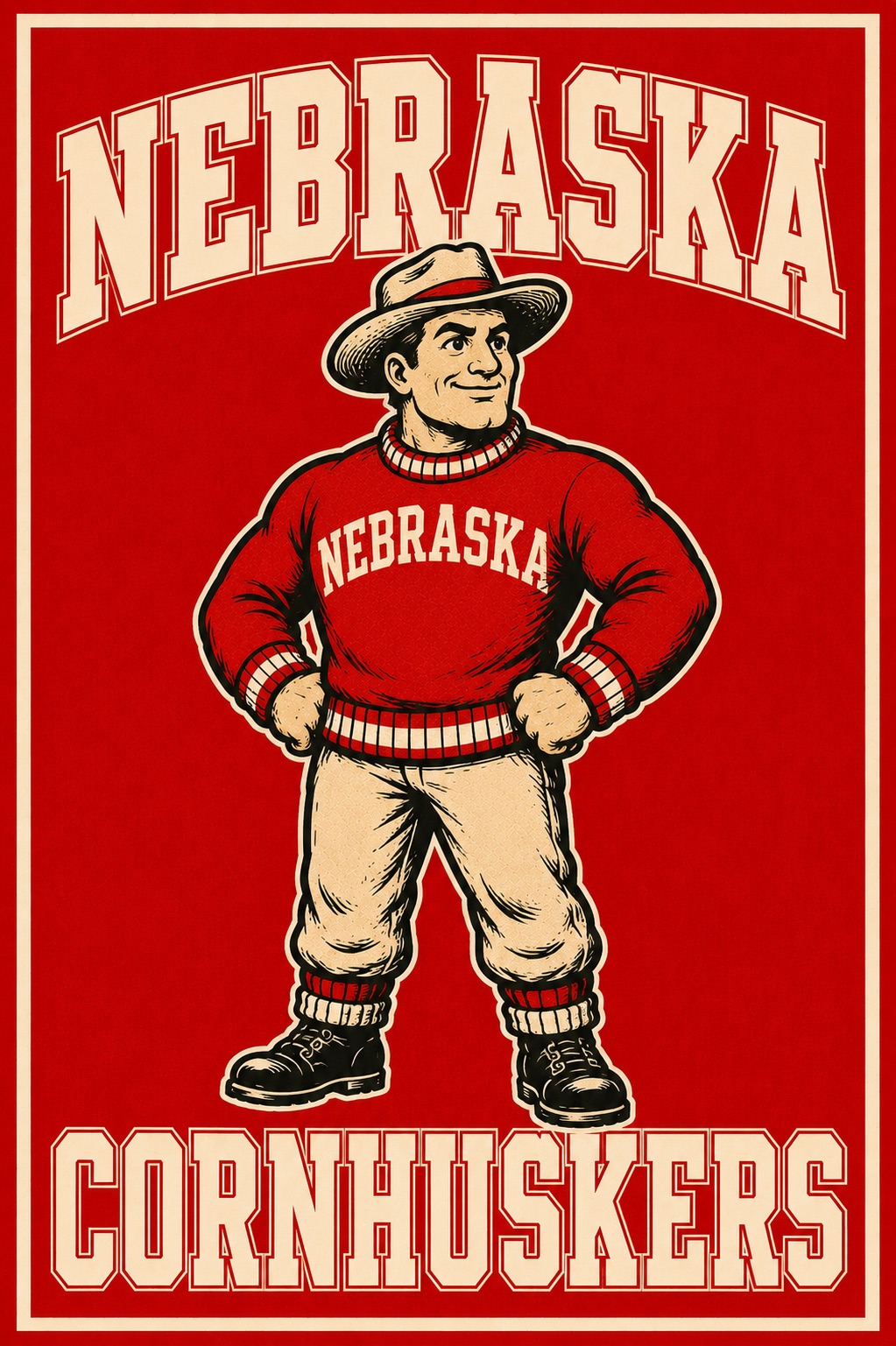 Nebraska Cornhuskers Character Wall Art Print