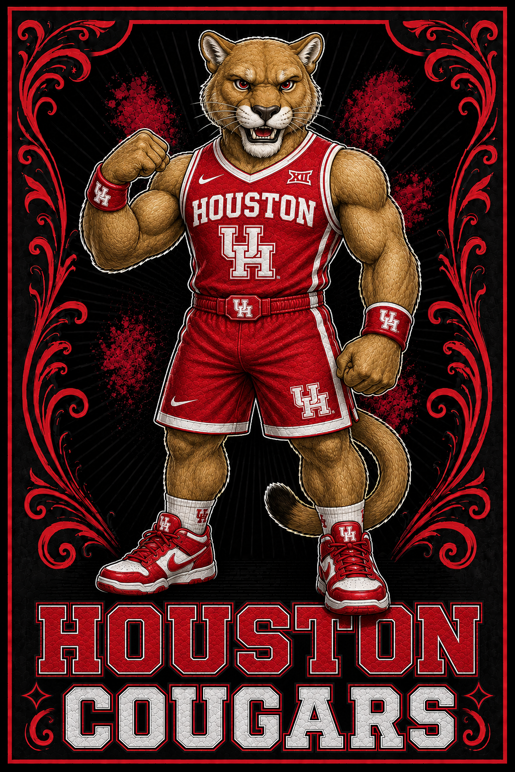 Houston Cougars Basketball Mascot Wall Art