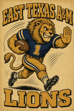 East Texas A&M Lions Football Vintage-Style Wall Art