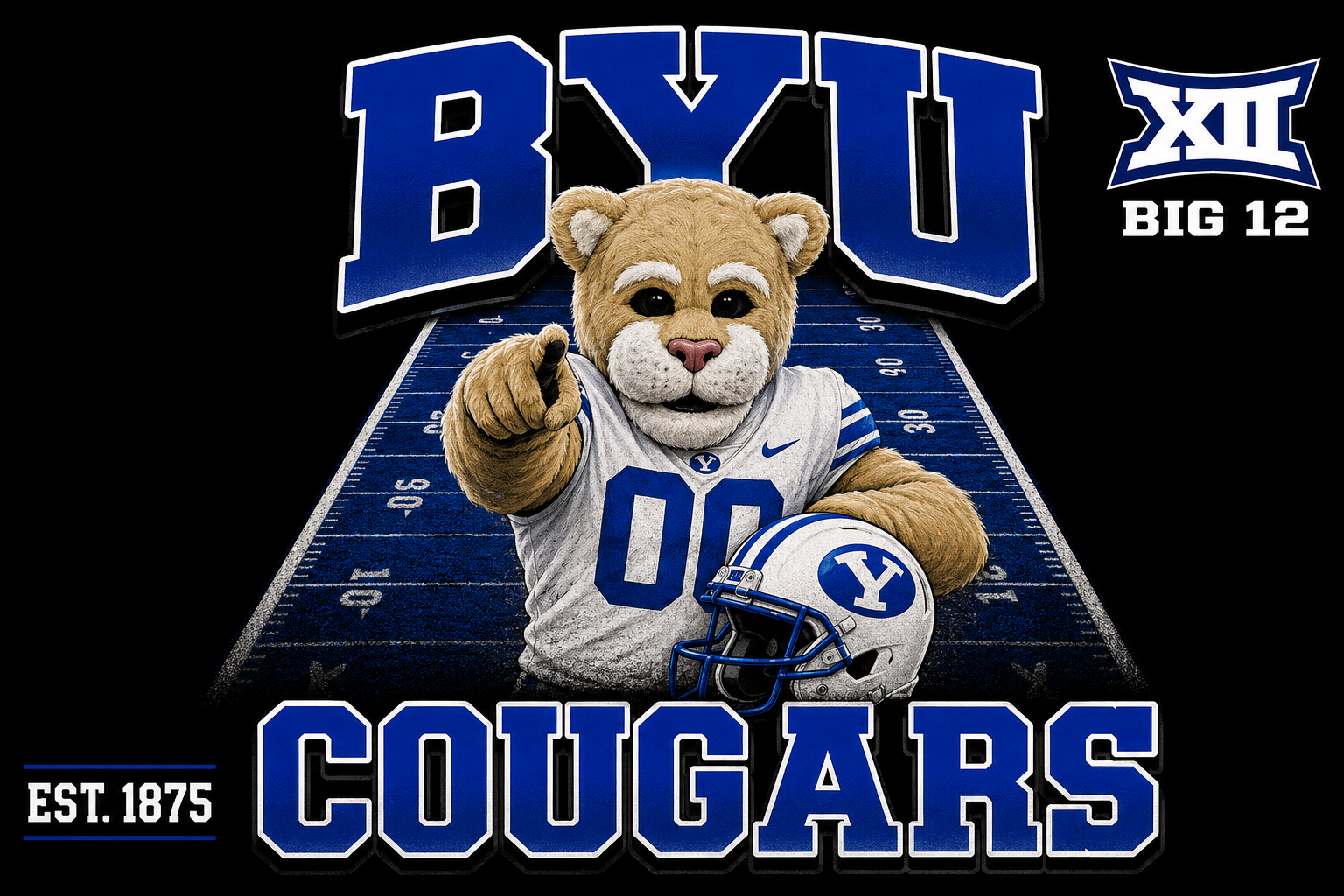 BYU Cougars Football Bear Mascot Wall Art Design