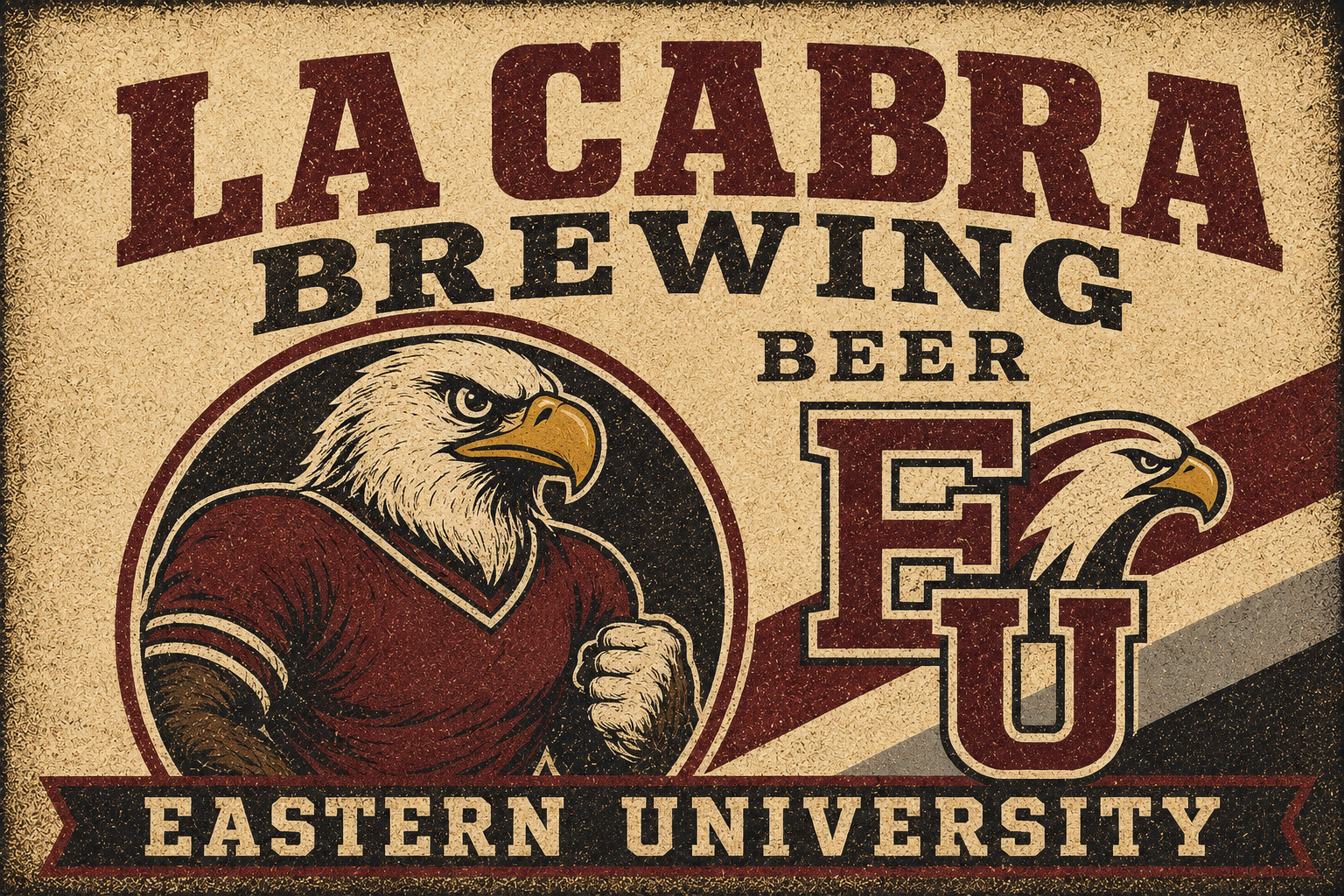 La Cabra Brewing Eagle Eastern University Vintage-Style Sign