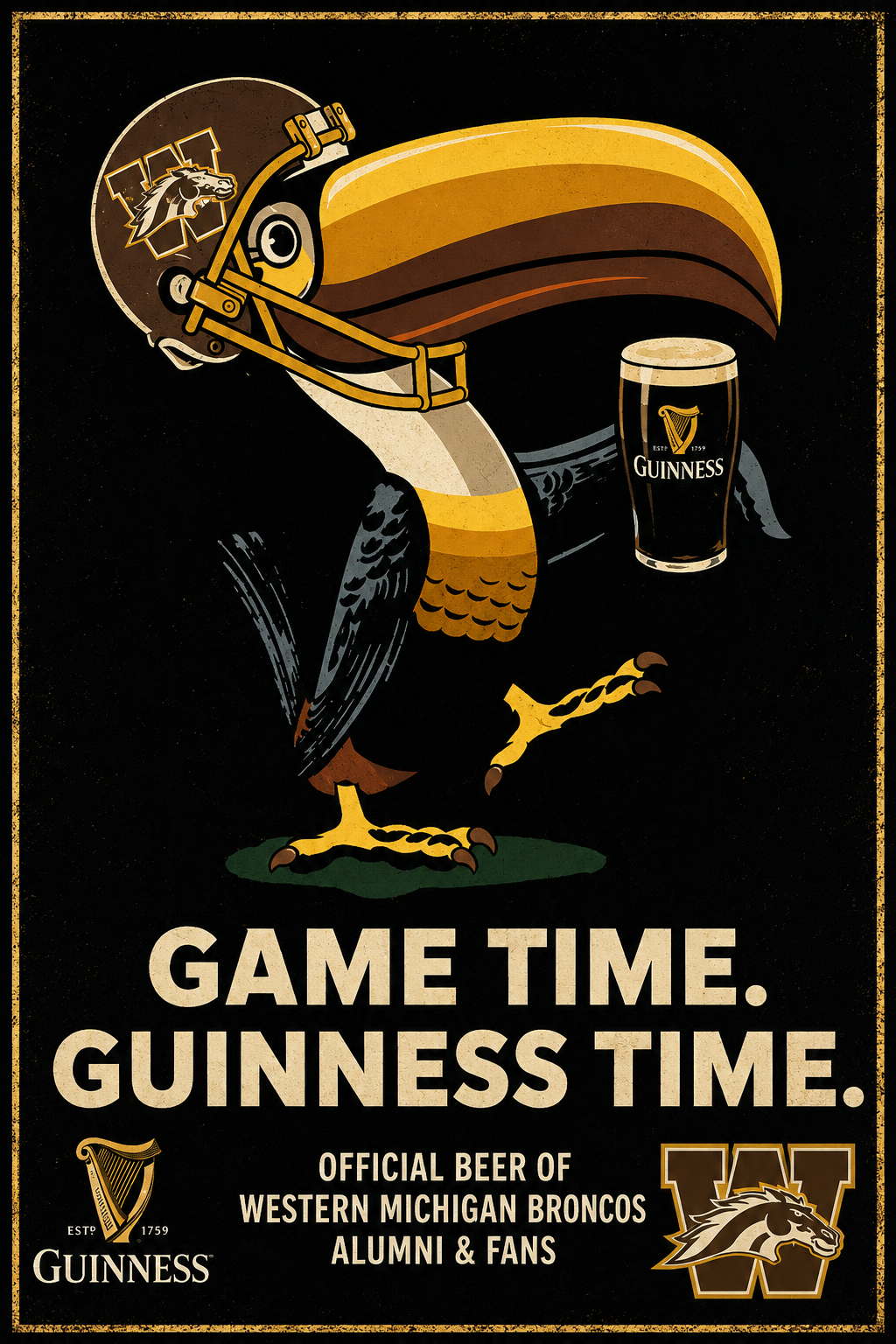 Game Time Guinness Western Michigan Broncos Wall Art