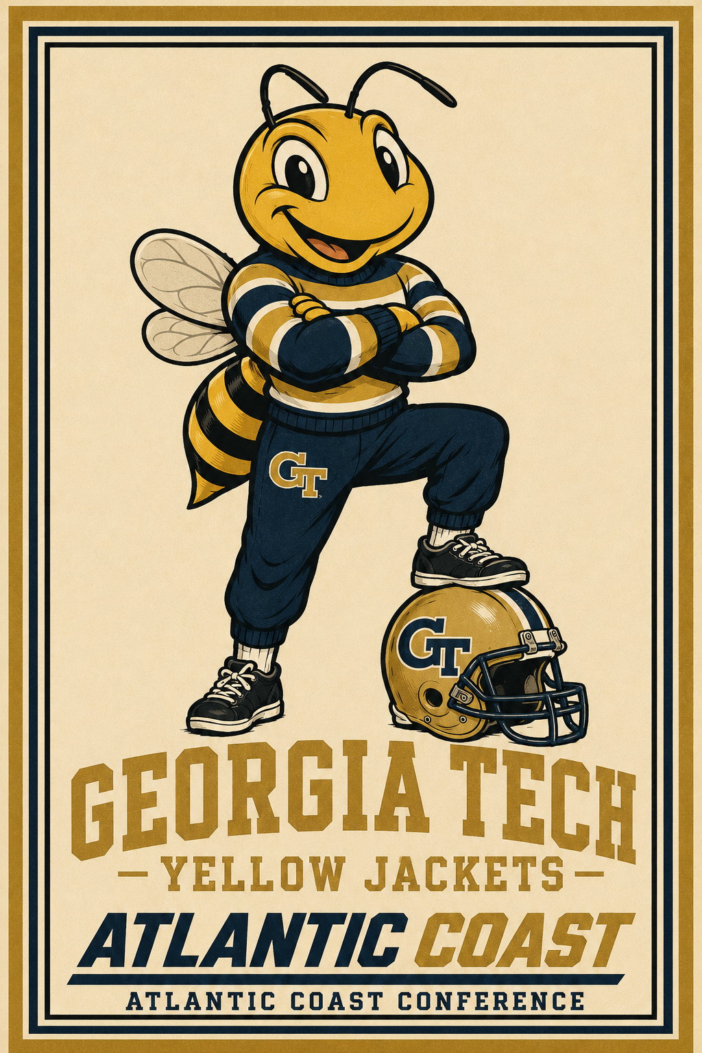 Georgia Tech Yellow Jacket Atlantic Coast Vintage-Style Poster