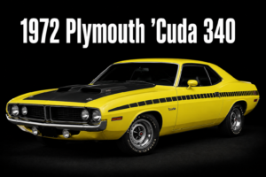 1972 Plymouth Cuda 340 Yellow Muscle Car Wall Art