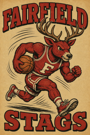Fairfield Stags Deer Basketball Vintage-Style Wall Art
