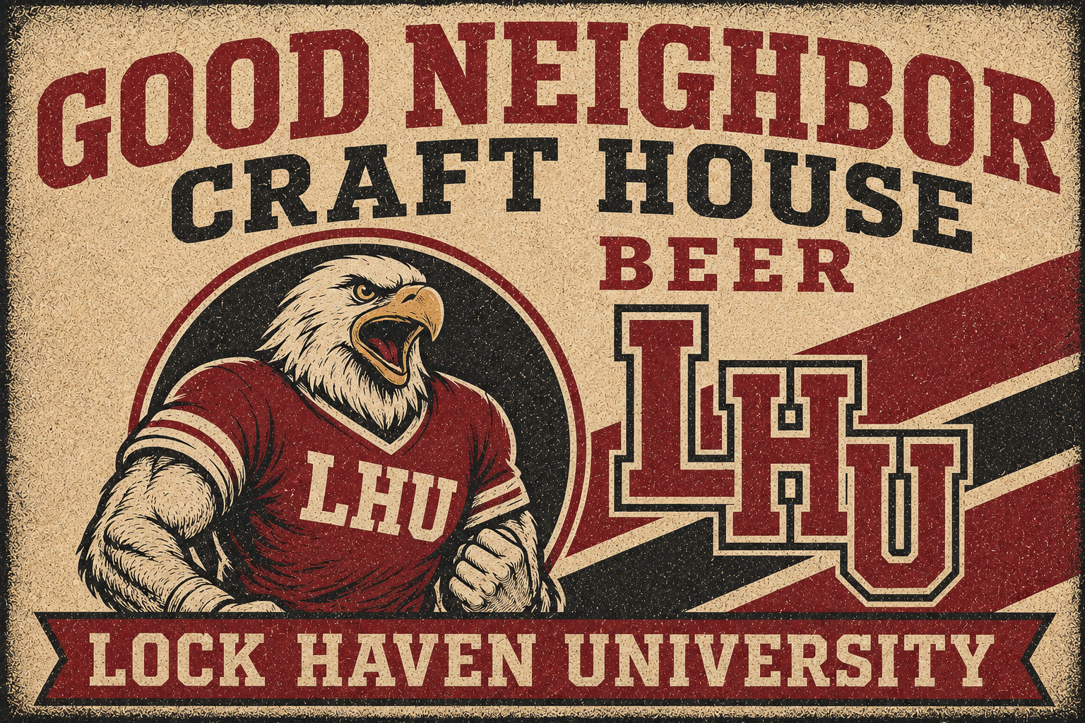 Lock Haven University Eagle Vintage-Style Wall Sign