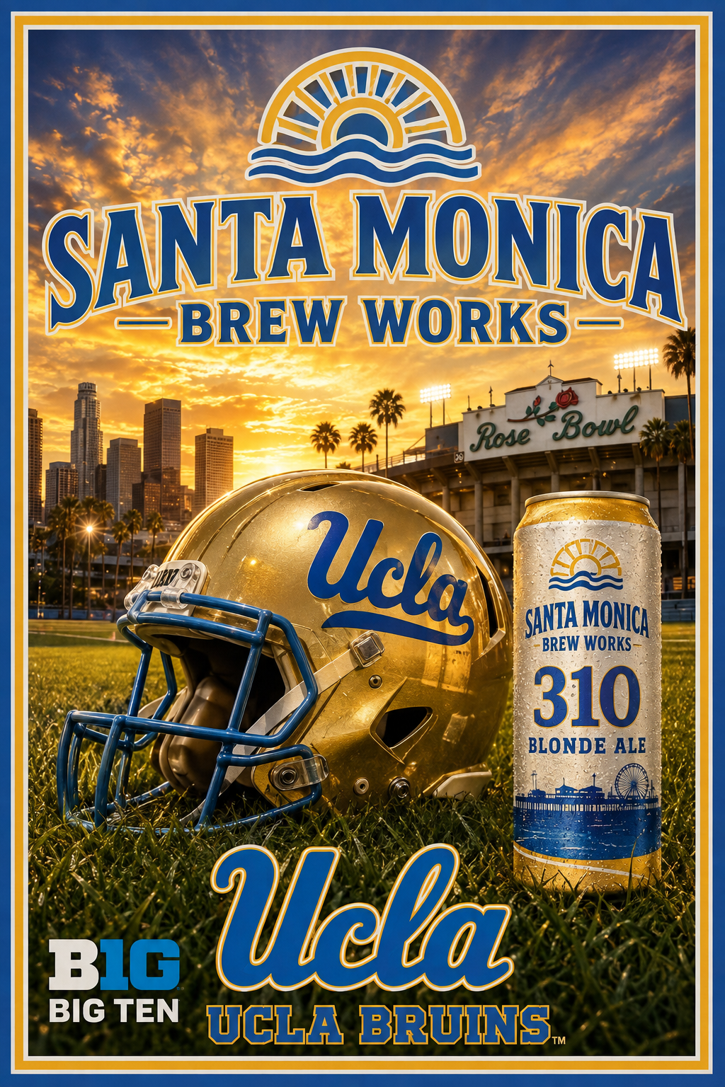 Santa Monica Brew Works UCLA Rose Bowl Sunset Poster