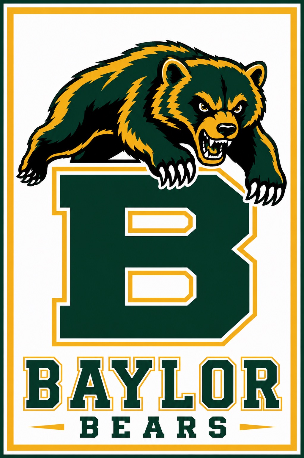 Baylor Bears Bear and B Printed Wall Art