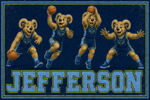 Jefferson Basketball Ram Mascots Vintage-Style Wall Art