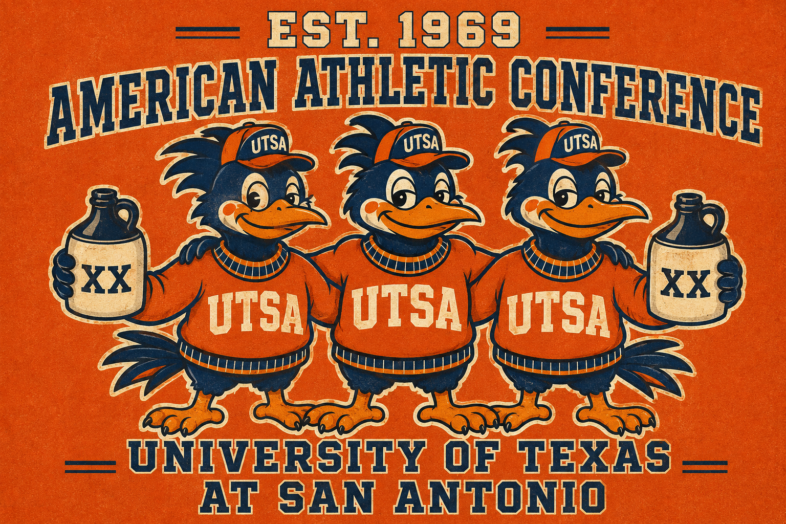 UTSA American Athletic Conference Cartoon Bird Wall Art