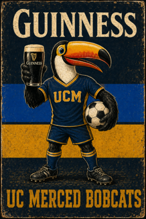 Guinness UC Merced Bobcats Toucan Soccer Wall Art
