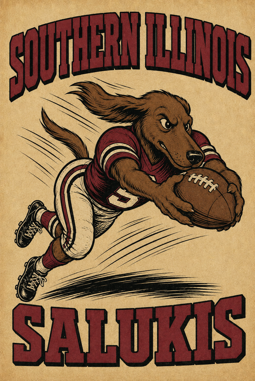 Southern Illinois Salukis Football Dog Wall Art