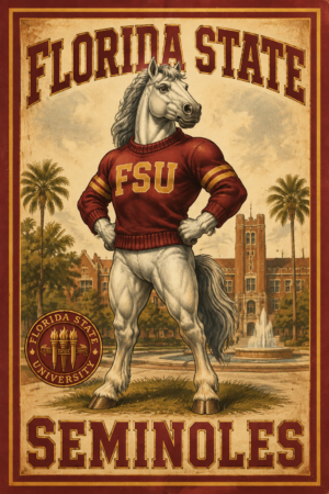 Florida State Seminoles Vintage-Style Horse Wall Art Print