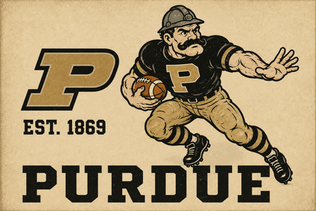 Vintage-Style Purdue Boilermaker Football Wall Art
