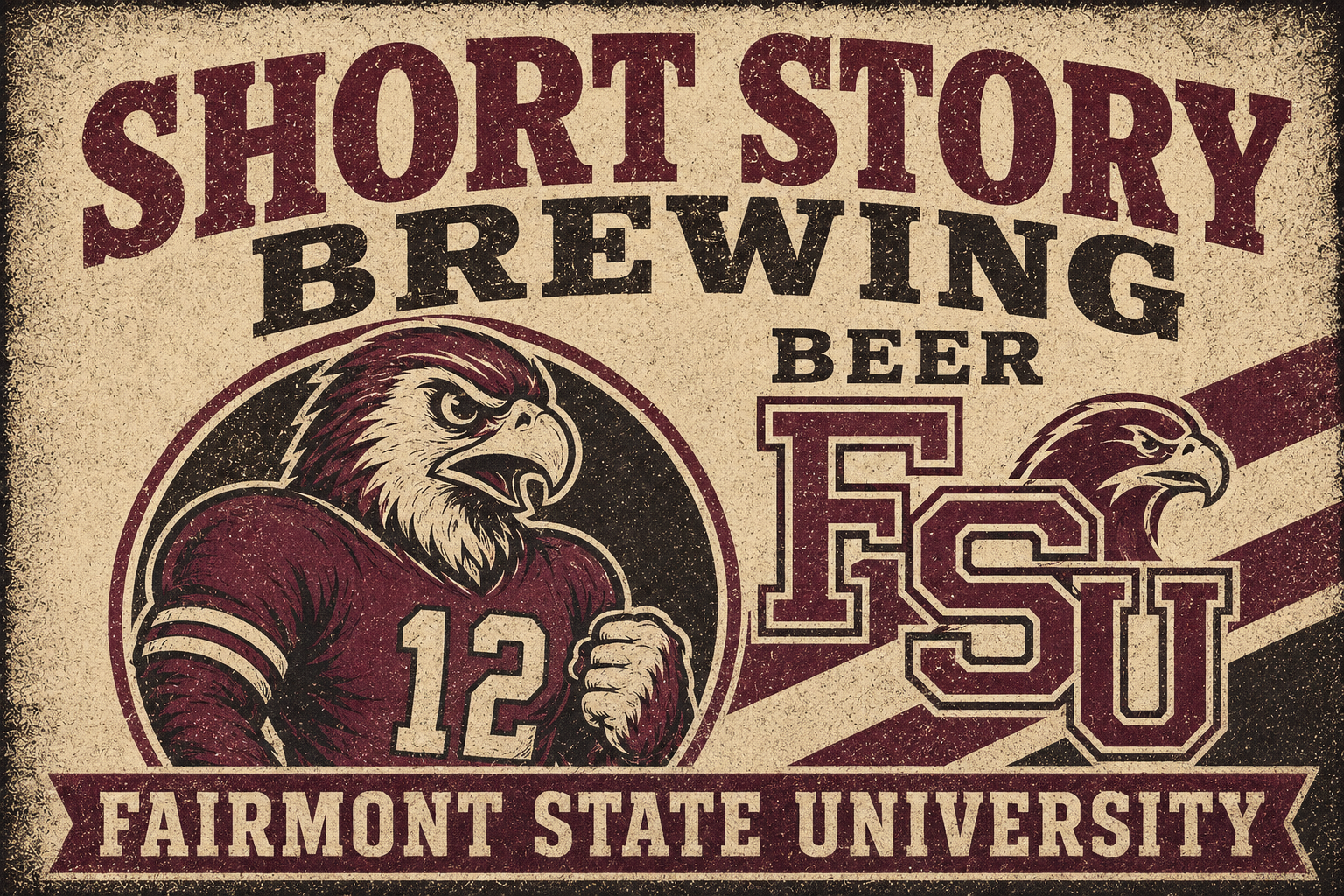 Fairmont State University Eagle Beer Brewing Vintage-Style Wall Art