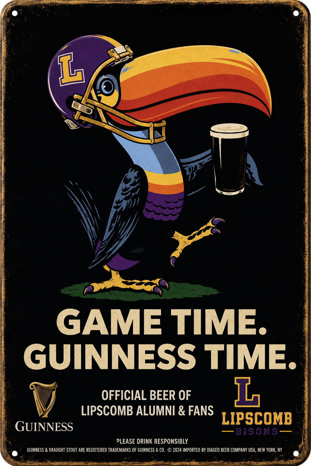 Lipscomb Bisons Guinness Game Time Vintage-Style Wall Sign