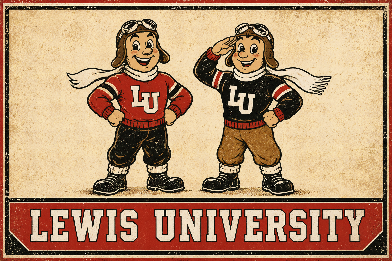 Lewis University Aviator Mascots Retro-Style Wall Art