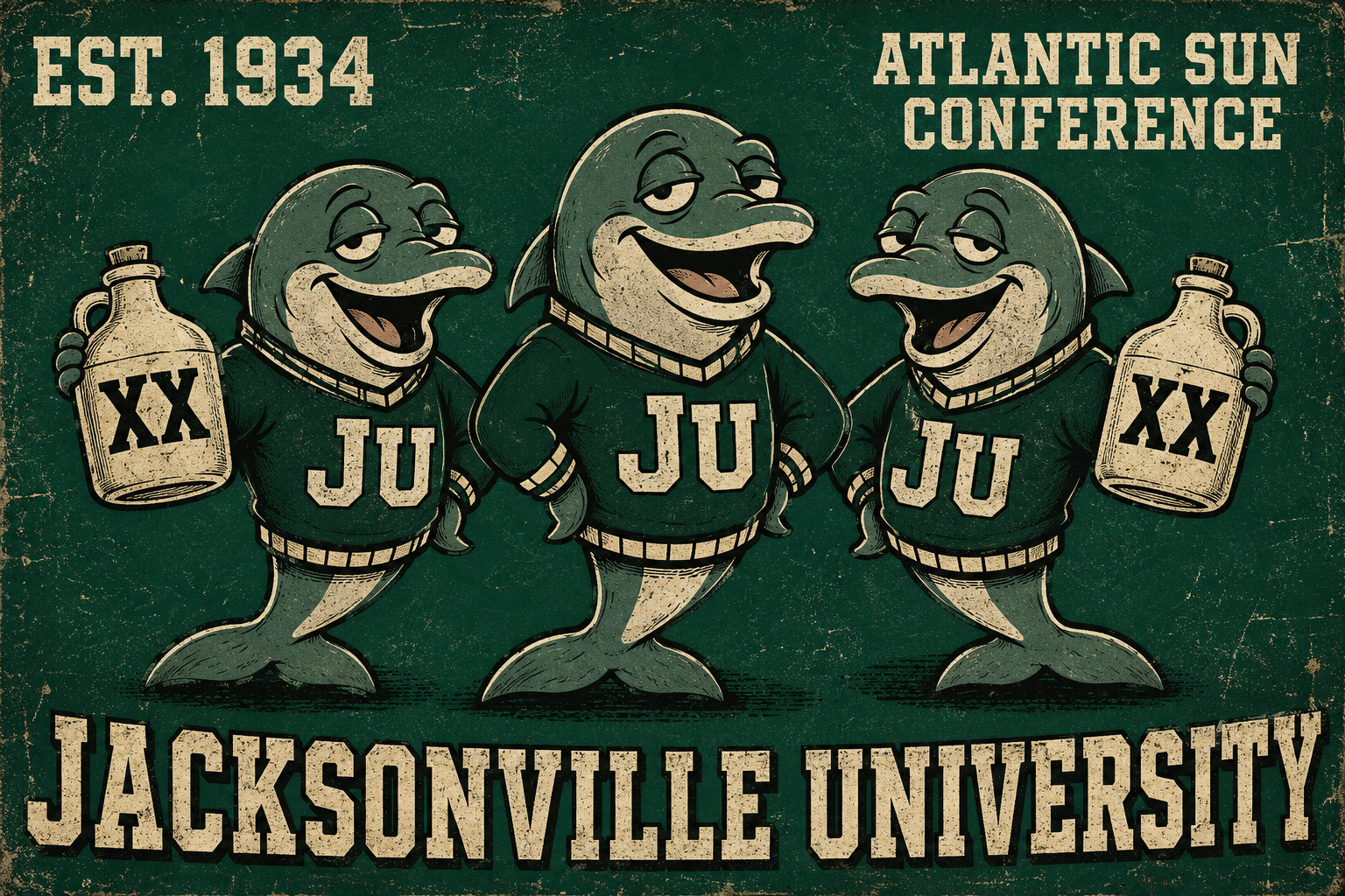 Jacksonville University Dolphins Vintage-Style Wall Art