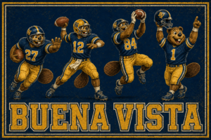 Buena Vista Football Players and Bear Vintage-Style Wall Art