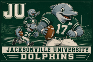 Jacksonville University Dolphins Retro Football Wall Art