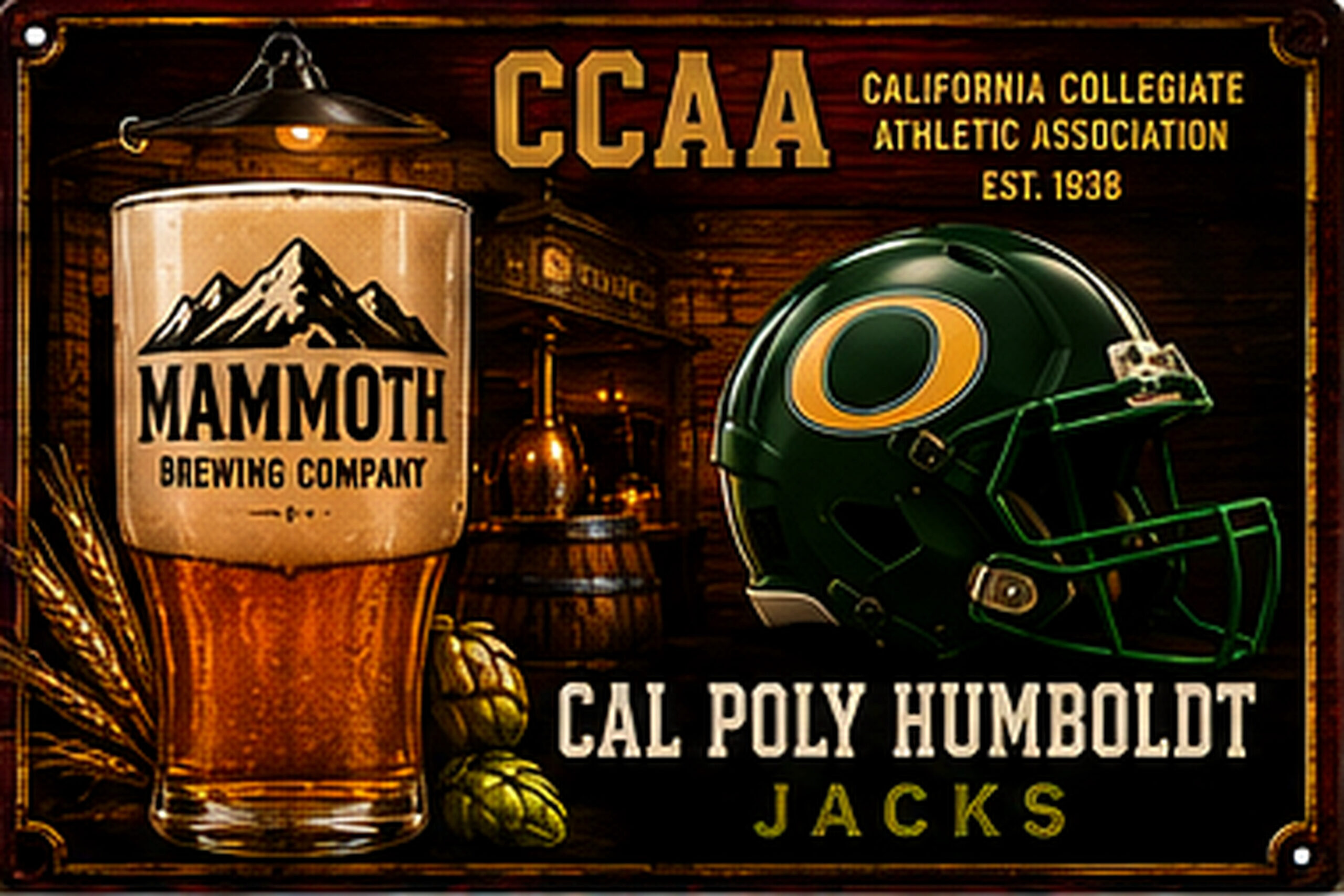 Cal Poly Humboldt Jacks CCAA Vintage-Style Wall Sign