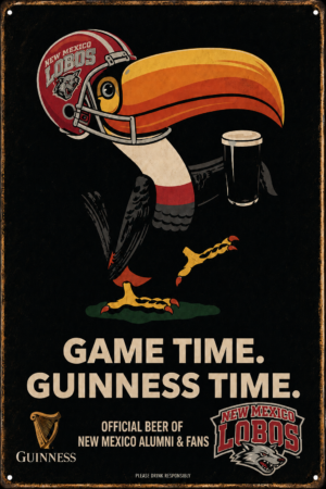 Guinness New Mexico Lobos Game Time Vintage-Style Sign