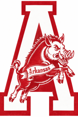 Red and White Arkansas Razorback Graphic