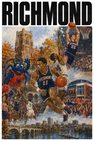 Richmond Basketball Illustrated Cityscape Wall Art Poster