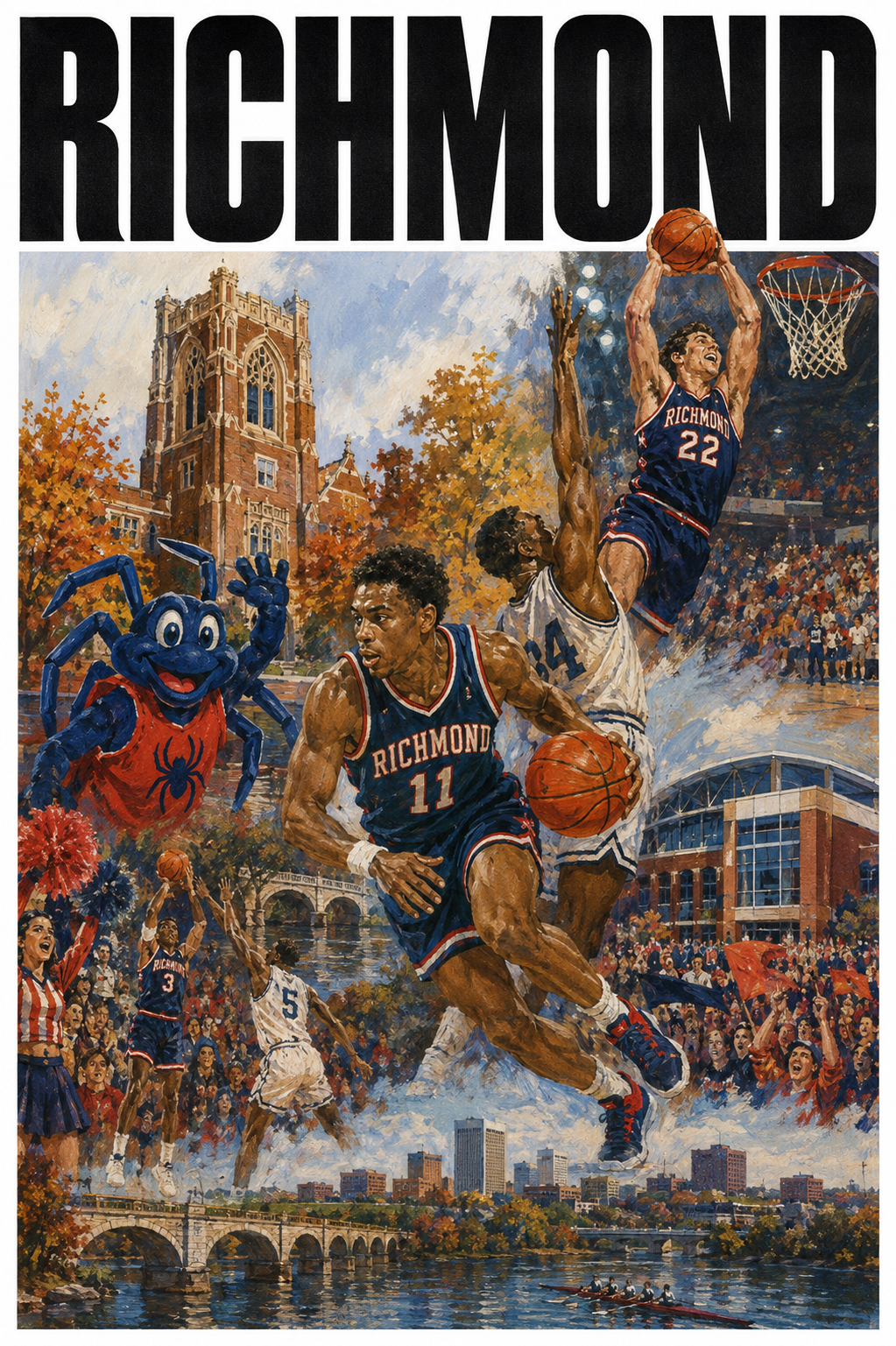 Richmond Basketball Illustrated Cityscape Wall Art