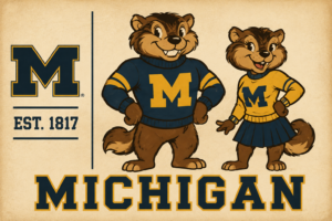 Michigan-Themed Bear Mascots Wall Art Print