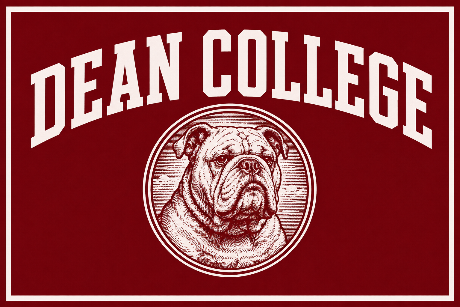 Dean College Bulldog Red and White Wall Art
