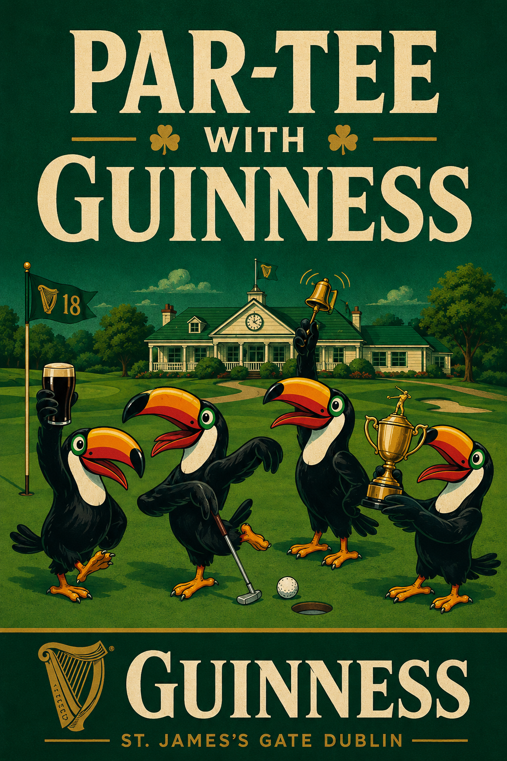 Par-Tee with Guinness Golf Toucan Wall Art Print