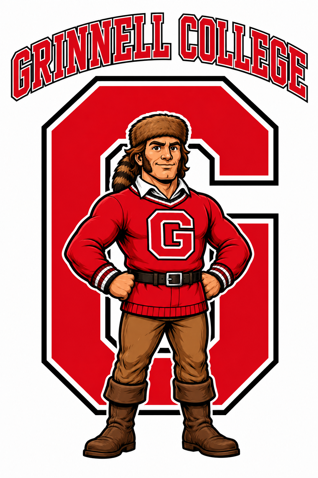 Grinnell College Red Mascot Character Graphic Wall Art