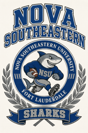 Nova Southeastern Sharks Blue Football Wall Art